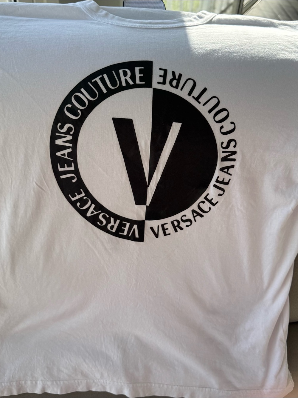 Versace Jeans Collection White T-Shirt with Black Logo Emblem